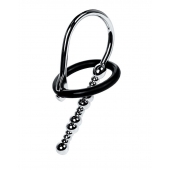 Серебристый уретральный плаг-бусины TOYFA Metal с мягким фиксириющим кольцом - ToyFa - купить с доставкой в Реутове