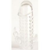 Гелевая прозрачная насадка с 2 отростками - 13 см. - Toyfa Basic - в Реутове купить с доставкой