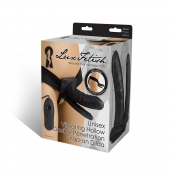 Полый страпон с двумя отростками и вибрацией Unisex Vibrating Hollow Strap-On Double Penetrating Dildo - 17,8 см. - Lux Fetish - купить с доставкой в Реутове
