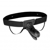 Полый страпон с двумя отростками и вибрацией Unisex Vibrating Hollow Strap-On Double Penetrating Dildo - 17,8 см. - Lux Fetish - купить с доставкой в Реутове