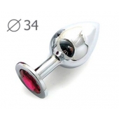 Коническая серебристая анальная втулка с малиновым кристаллом - 8,2 см. - Anal Jewelry Plug - купить с доставкой в Реутове