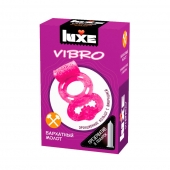 Розовое эрекционное виброкольцо Luxe VIBRO  Бархатный молот  + презерватив - Luxe - в Реутове купить с доставкой