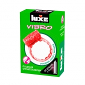 Розовое эрекционное виброкольцо Luxe VIBRO  Поцелуй стриптизёрши  + презерватив - Luxe - в Реутове купить с доставкой