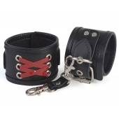 Кожаные наручники с декоративной лаковой шнуровкой - Sitabella - купить с доставкой в Реутове