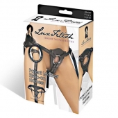 Черные трусики для страпона из патентованной кожи - Lux Fetish - купить с доставкой в Реутове