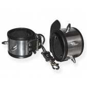 Серебристо-черные наручники с шипами и металлическим блеском - Sitabella - купить с доставкой в Реутове