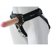 Черный пояс-трусики с насадкой  Гламур Dana  - 15,5 см. - LOVETOY (А-Полимер) - купить с доставкой в Реутове