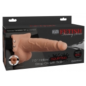 Телесный полый страпон с имитацией эякуляции 7.5  Hollow Squirting Strap-On with Balls Flesh - 21,6 см. - Pipedream - купить с доставкой в Реутове