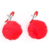 Зажимы для сосков с красным пушком - Notabu - купить с доставкой в Реутове