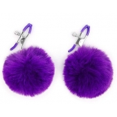 Зажимы для сосков с фиолетовым пушком - Notabu - купить с доставкой в Реутове