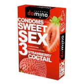 Презервативы для орального секса DOMINO Sweet Sex с ароматом клубничного коктейля  - 3 шт. - Domino - купить с доставкой в Реутове