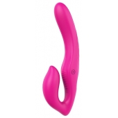 Ярко-розовый безремневой страпон REMOTE DOUBLE DIPPER - 22 см. - Dream Toys - купить с доставкой в Реутове