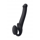 Черный безремневой страпон Silicone Bendable Strap-On M - Strap-on-me - купить с доставкой в Реутове