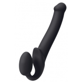 Черный безремневой страпон Silicone Bendable Strap-On M - Strap-on-me - купить с доставкой в Реутове