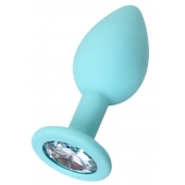 Мятная анальная пробка с прозрачным кристаллом Brilliant - 7 см. - ToyFa - купить с доставкой в Реутове