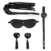 Эротический набор в черном цвете: маска, кляп, пэстисы, плётка - Notabu - купить с доставкой в Реутове