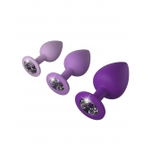 Набор из 3 фиолетовых анальных пробок со стразами Little Gems Trainer Set - Pipedream - купить с доставкой в Реутове