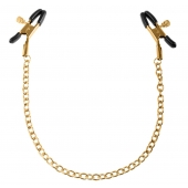 Чёрные с золотом зажимы на соски Gold Chain Nipple Clamps - Pipedream - купить с доставкой в Реутове