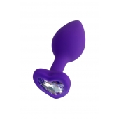 Фиолетовая анальная втулка Diamond Heart с прозрачным кристаллом - 7 см. - ToyFa - купить с доставкой в Реутове