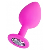 Розовая анальная втулка Brilliant с прозрачным кристаллом - 7 см. - ToyFa - купить с доставкой в Реутове