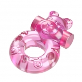 Розовое эрекционное виброкольцо на пенис Pink Bear - Baile - в Реутове купить с доставкой