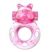 Розовое эрекционное виброкольцо на пенис Pink Bear - Baile - в Реутове купить с доставкой