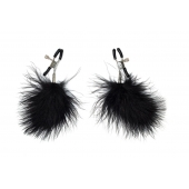 Зажимы на соски с черным пухом Euphoric - Lola Games - купить с доставкой в Реутове