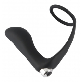 Черное эрекционное кольцо с анальной вибропробкой Vibrating Ring   Plug - Orion - в Реутове купить с доставкой