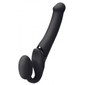 Черный безремневой вибрострапон Silicone Bendable Strap-On M - Strap-on-me - купить с доставкой в Реутове