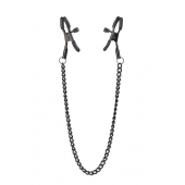 Черные зажимы на соски на цепочке BLAZE DELUXE NIPPLE CLAMPS - Dream Toys - купить с доставкой в Реутове