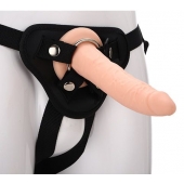 Телесный страпон на черных трусиках STRAP ON REAL DILDO - 20 см. - Dream Toys - купить с доставкой в Реутове