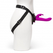 Лиловый страпон Rechargeable Vibrating Strap-On Harness Set - 17,6 см. - Happy Rabbit - купить с доставкой в Реутове