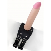 Черный узкий пояс на бедро с телесной насадкой - LOVETOY (А-Полимер) - купить с доставкой в Реутове