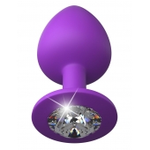 Фиолетовая анальная пробка со стразом Her Little Gem Large Plug - 9,5 см. - Pipedream - купить с доставкой в Реутове