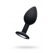 Черная анальная втулка с прозрачным стразом - 7,2 см. - POPO Pleasure - купить с доставкой в Реутове