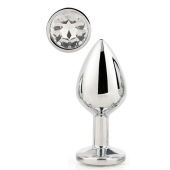 Серебристая анальная втулка с прозрачным кристаллом - 7,1 см. - Dream Toys - купить с доставкой в Реутове
