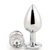 Серебристая анальная втулка с прозрачным кристаллом - 7,1 см. - Dream Toys - купить с доставкой в Реутове