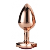 Золотистая анальная втулка с кристаллом-сердечком розового цвета - 7,1 см. - Dream Toys - купить с доставкой в Реутове