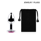 Серебристая анальная пробка с малиновым кристаллом - 7,2 см. - Anal Jewelry Plug - купить с доставкой в Реутове