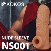 Телесная открытая насадка-реалистик с подхватом мошонки Nude Sleeve L - 14 см. - KOKOS - в Реутове купить с доставкой