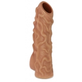Телесная насадка с венками и открытой головкой Nude Sleeve M - 12 см. - KOKOS - в Реутове купить с доставкой