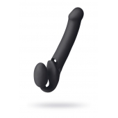 Черный безремневой вибрострапон Vibrating Bendable Strap-On L - Strap-on-me - купить с доставкой в Реутове