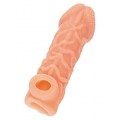 Телесная закрытая насадка с венками Cock Sleeve Size L - 17,6 см. - KOKOS - в Реутове купить с доставкой
