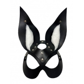 Черная маска зайки с белым мехом на ушках Miss Bunny - БДСМ Арсенал - купить с доставкой в Реутове