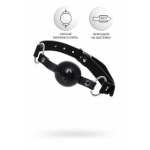 Черный кляп-шар на кожаных ремешках Anonymo - ToyFa - купить с доставкой в Реутове