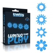 Набор из 4 голубых, светящихся в темноте эрекционных колец Lumino Play - Lovetoy - в Реутове купить с доставкой