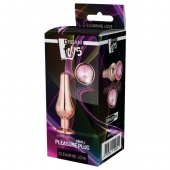 Золотистая анальная пробка с кристаллом Rose Gold Pleasure Plug S - 9 см. - Dream Toys