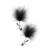 Зажимы на соски с черными пуховыми кисточками Sweet Caress Feather Nipple Clumps - Sweet Caress - купить с доставкой в Реутове