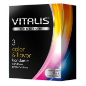 Цветные ароматизированные презервативы VITALIS PREMIUM color   flavor - 3 шт. - Vitalis - купить с доставкой в Реутове