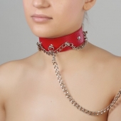 Красный ошейник из натуральной кожи - Sitabella - купить с доставкой в Реутове